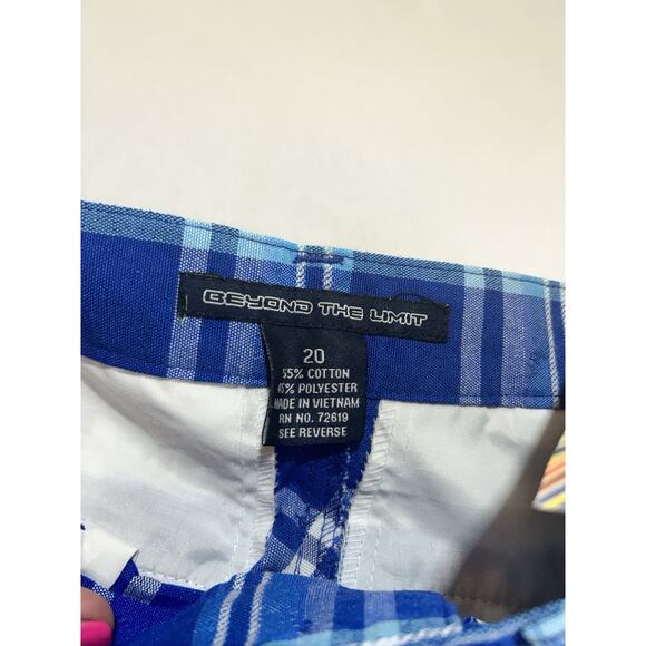 Beyond The Limit Bermuda Size 20 Blue Plaid Skate BTL Mens Shorts - Picture 6 of 12